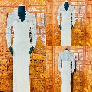 Beach Wedding Gown V-Neck with Illusion Sleeves